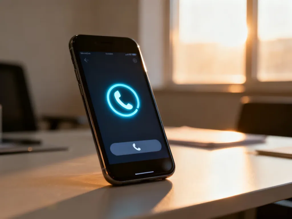 Ekran smartfona z interfejsem bankowości mobilnej i ikoną przelewu na numer telefonu w profesjonalnym biurowym otoczeniu.